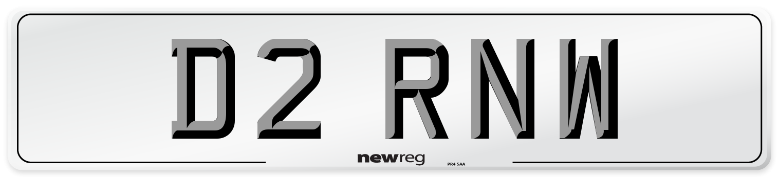 D2 RNW Number Plate from New Reg